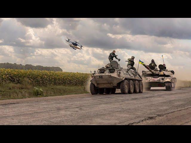 Repelling Ukrainian Forces!! Russian FPV Drone Destroys BTR-4 and Two Tanks