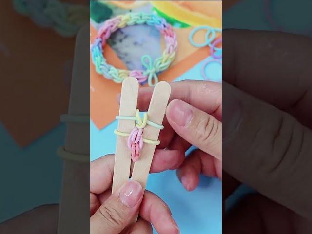 DIY - How to make Rainbow Loom Bracelet with IceCream Stick  - EASY TUTORIAL  #Shorts