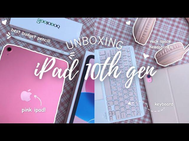 unboxing iPad 10th gen (pink) goojodoq accessories + headphones | ipad aesthetic setup