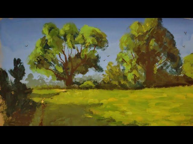 Sunshine and Beautiful Trees - Acrylic Landscape Painting