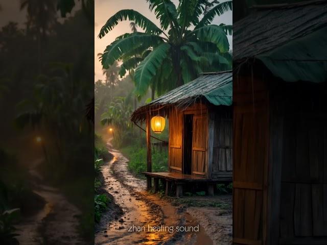 Peaceful Rain Sounds in a Village Hut | Calming Rainy Ambience & Lantern Glow #Village #RelaxingRain