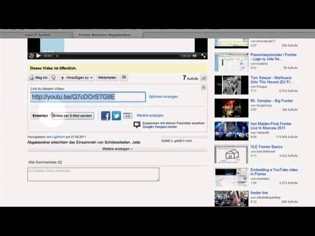 Fronter Würselen : Youtube-Video einbetten