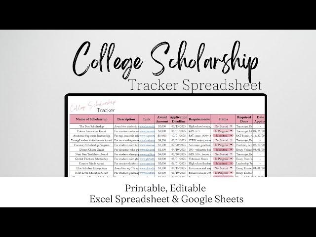 College Scholarship Tracker Template Google Sheets Scholarship Application Tracker Excel Spreadsheet