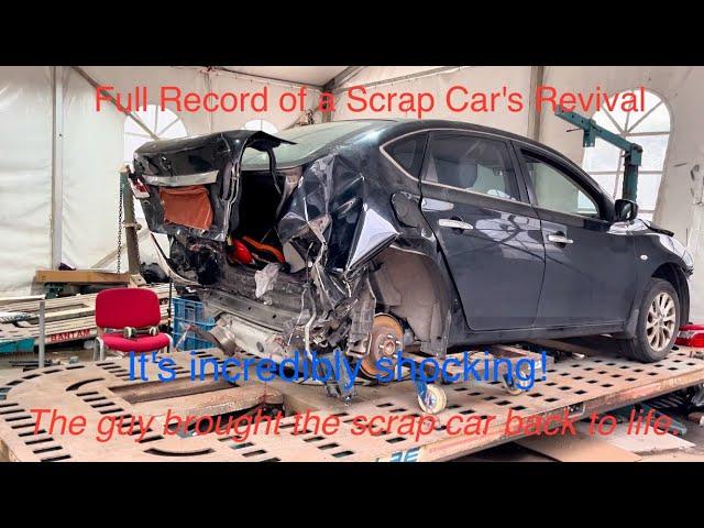 It's so astonishing! The whole process of a scrap car being brought back to life.
