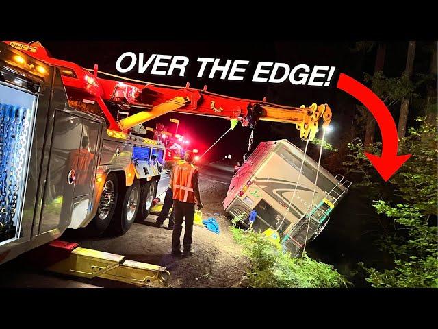 Huge Motorhome Goes Over The Edge!  Can we save it??