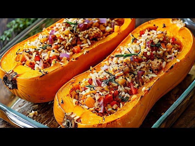 Stuffed butternut squash in 20 minutes? You have to try this recipe!  Tastes AMAZING!