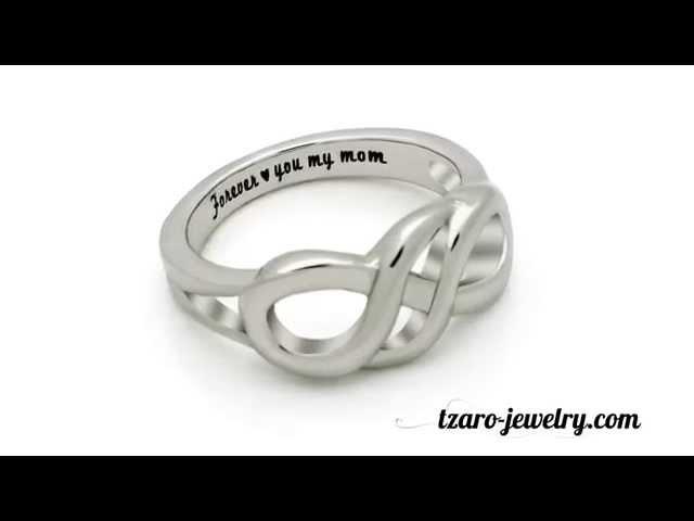 Infinity Ring - Mother Silver Ring Engraved "Forever Love You My Mom", Ring Sizes 6 to 9