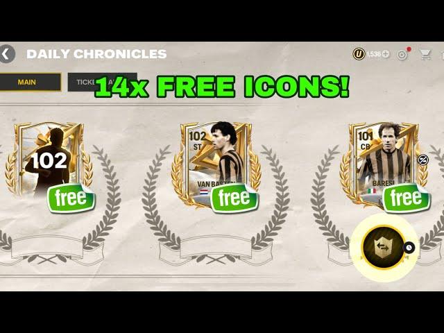 DAILY ICON CHRONICLES GUIDE! HOW TO GET 14x 100+ OVR ICONS FOR FREE IN FC MOBILE 25!