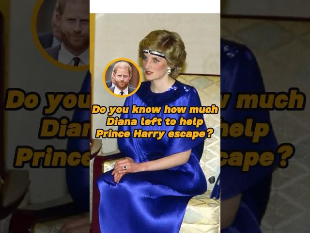 Do you know how much Diana left to help Prince Harry escape?#fyp#foryou#celebrity#royalfamily