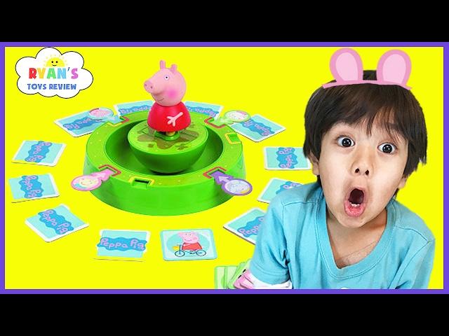 PEPPA PIG TUMBLE & SPIN GAME! Family Fun Game for Kids Egg Surprise Toys! Children Activities memory