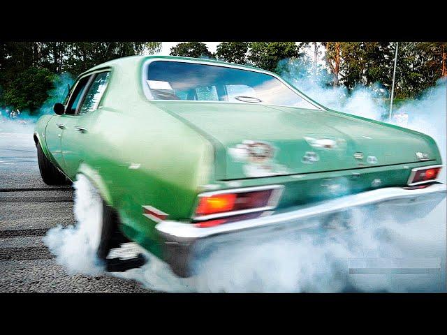 HIGH-HORSEPOWER Muscle Cars Having Some Fun! *BURNOUTS* - Kerava Cruising 8/2023