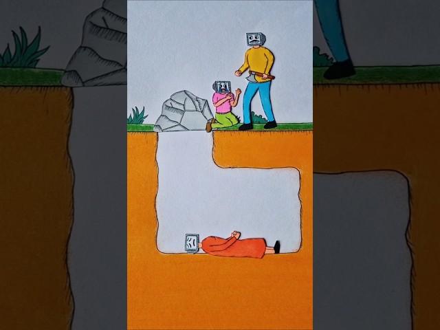 Ghost TV mother protect her little TV boy #shorts #drawing #xyzart #skibiditoilet