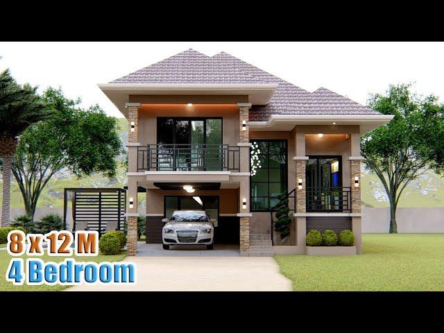 SPLIT LEVEL HOUSE DESIGN | 8 x 12 Meters with 4 bedroom and swimming Pool