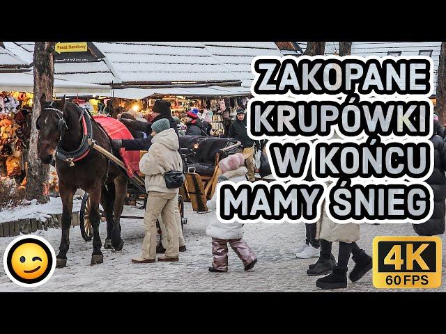 Zakopane Krupówki, jest BIAŁO, zmieńcie opony na ZIMOWE️! 4K2024.11.22 ASMR