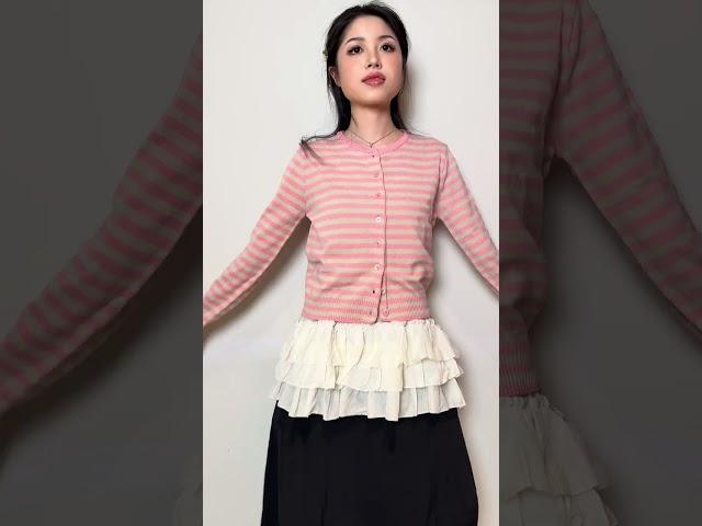 striped spring cardigan PINK