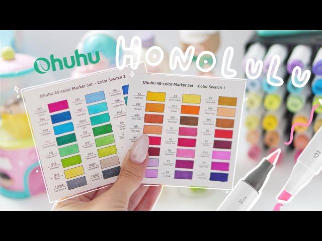 Ohuhu Alcohol Markers 48 COLOUR SWATCH!! (Honolulu 2)