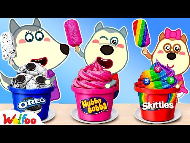 Chocolate vs Rainbow Ice Cream Challenge | Wolfoo and Funny Stories for Kids | Wolfoo Family