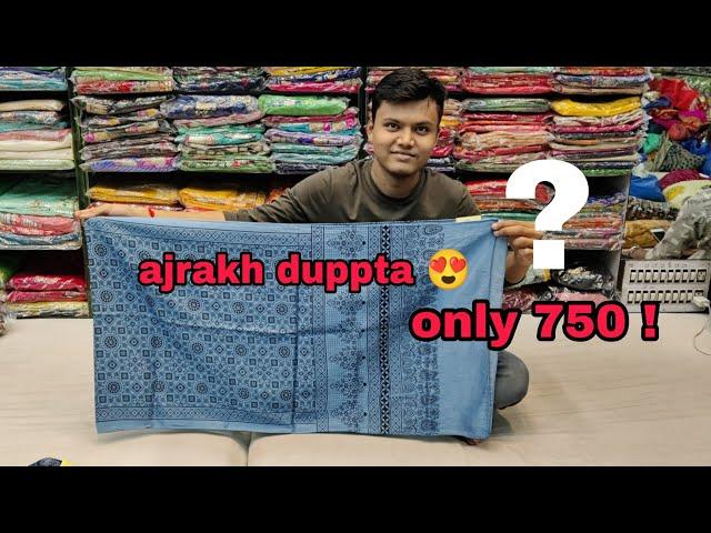 Big sale : world best chepast price ajrakh printed dupatta only 750 wholesale price fancy duppta