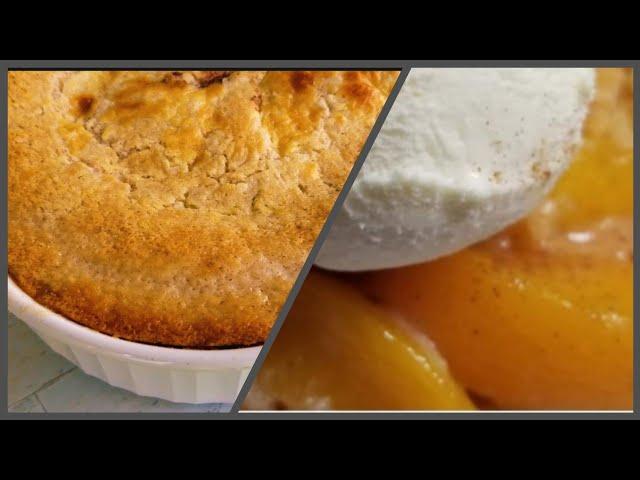 Peach Cobbler! Lazy Man Peach Cobbler Recipe with Crust! College Meal Dessert Easy (Can Peaches)