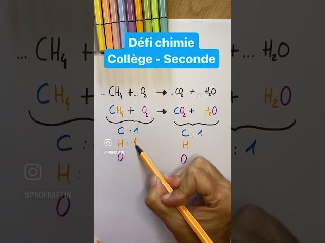 Défi chimie : ajuster une équation de réaction #education #physics #science