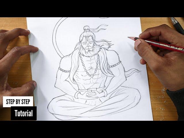 How To Draw Lord Hanuman Full Body Detail Step By Step Tutorial For Beginners @AjArts03