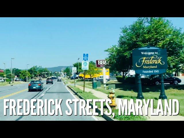 Driving through Frederick streets, Maryland, USA