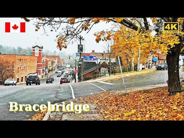 Discover CANADA  BRACEBRIDGE Ontario First Snow Walk in Downtown 4K