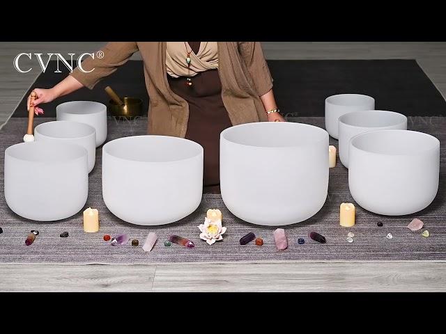 CVNC 7-14 Inch Full 8 pcs Crystal Singing Bowl Set