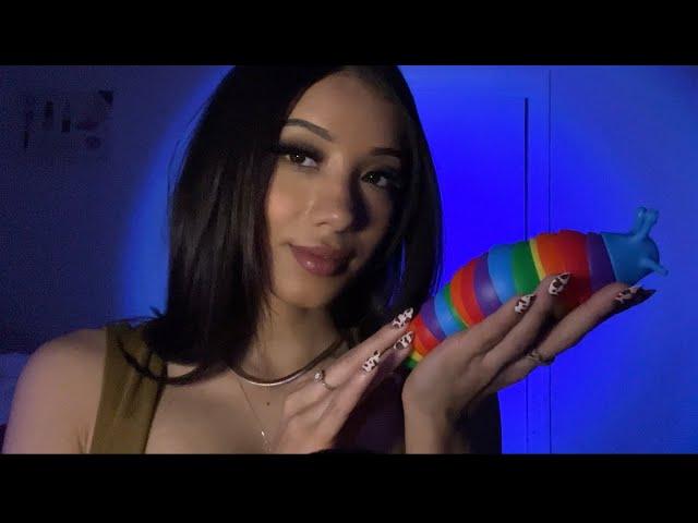 ASMR FOR SLEEP  Relaxing rainbow slug fidget  (Tapping, Scratching, Petting..)