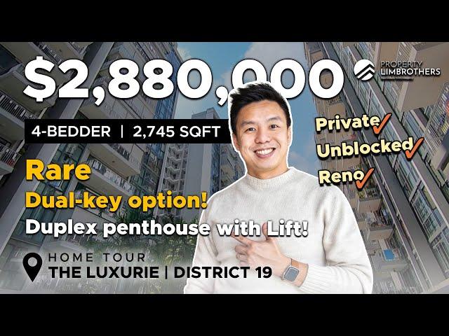 The Luxurie :Rare 4-Bedder S'pore Duplex Penthouse with Lift! | D19 | $2.88M, Home Tour (Melvin Lim)