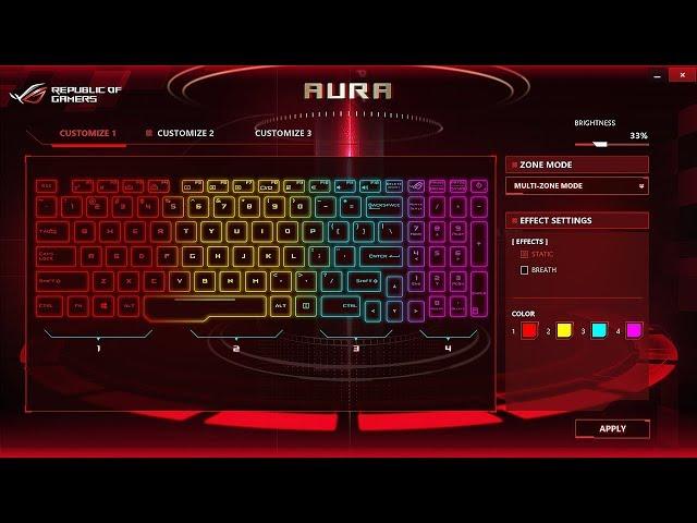 Asus Strix Rog: How To Change Keyboard Colour (RGB Settings - ROG Aura Core)