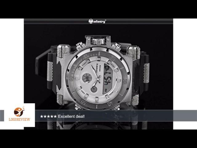 Glow in Dark INFANTRY® Aviator Luxury Digital Analog Mens Wrist Watch Army Black Rubber |