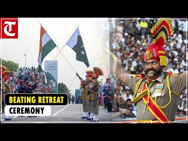 Beating retreat ceremony at the Attari border