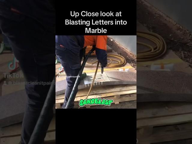 Up Close look at Abrasive Blasting Letters into Marble