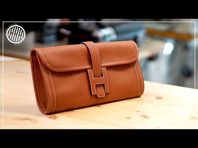[Leather Craft] Making clutch bag / DIY / Free pattern