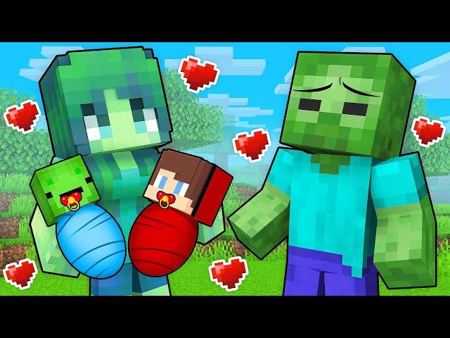 Mikey and JJ Joined The Zombie Family in Minecraft! (Maizen)