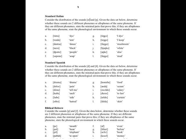 Phonological Analysis