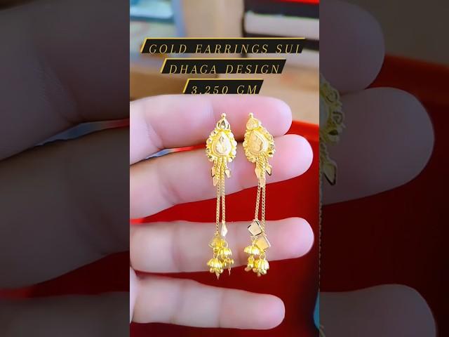 Gold earrings sui dhaga design with weight #goldearingringdesign2023 #LekePrabhuKaNaam now! #Tiger3