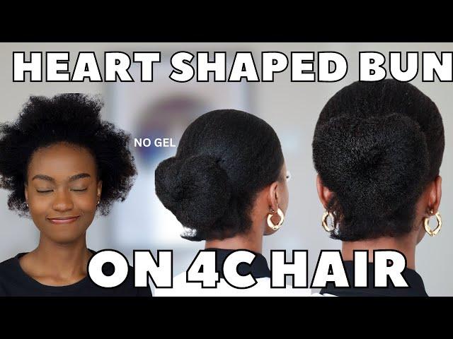 HOW TO : HEART SHAPED LOWBUN ON 4C NATURAL HAIR | SIMPLE BLACK WOMEN HAIRSTYLE