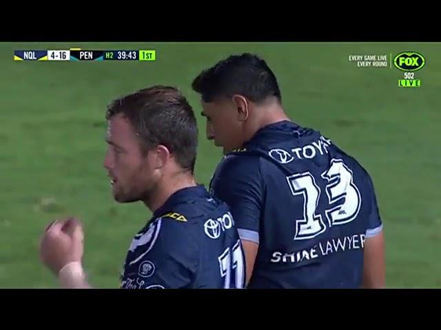 Jason Taumalolo runs over Isaah Yeo