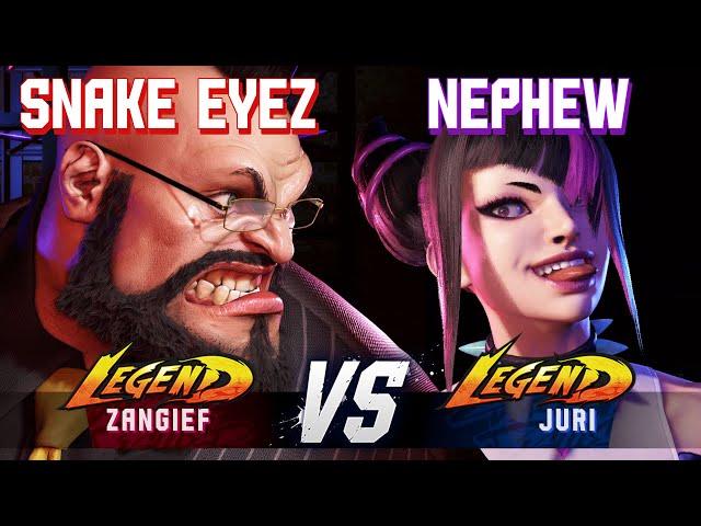 SF6 ▰ SNAKE EYEZ (Zangief) vs NEPHEW (Juri) ▰ High Level Gameplay