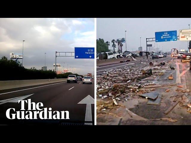 Spanish floods: before and after footage shows the scale of destruction in Valencia