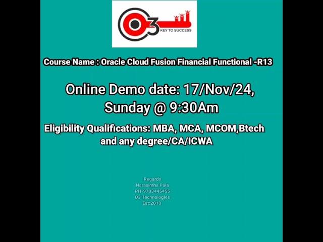 Oracle Fusion Cloud Financials Functional Demo#o3technologies
