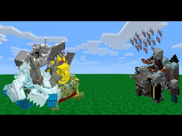 can Mowzie's Mobs bosses win a raid? minecraft mob battle