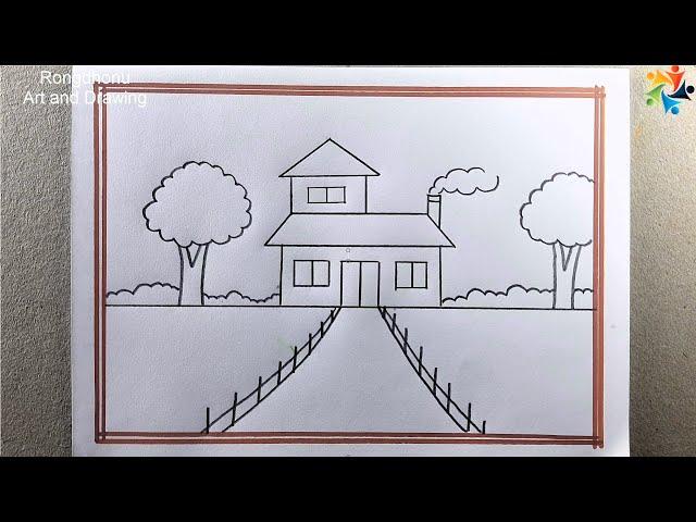 House of Scenery for beginners || Pencil Drawing