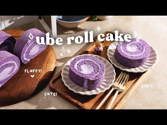 Ube Roll Cake | with ube whipped cream | bake with me