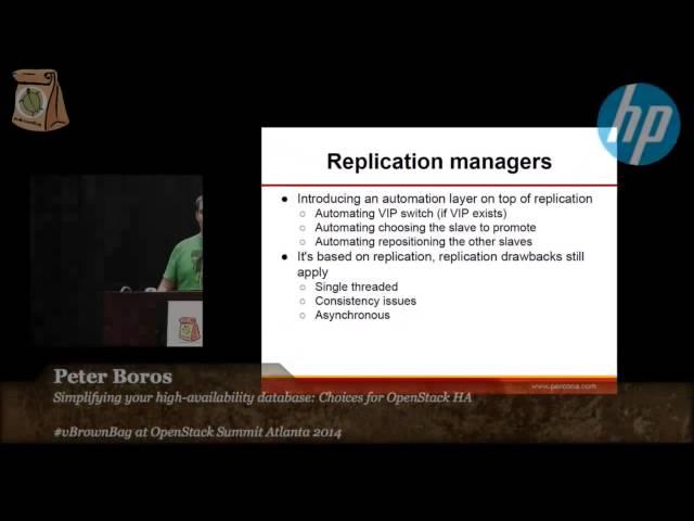 2014 #vBrownBag OpenStack Summit Atlanta Peter Boros  Simplifying your high availability database Ch