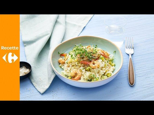 Risotto de poireaux aux crevettes