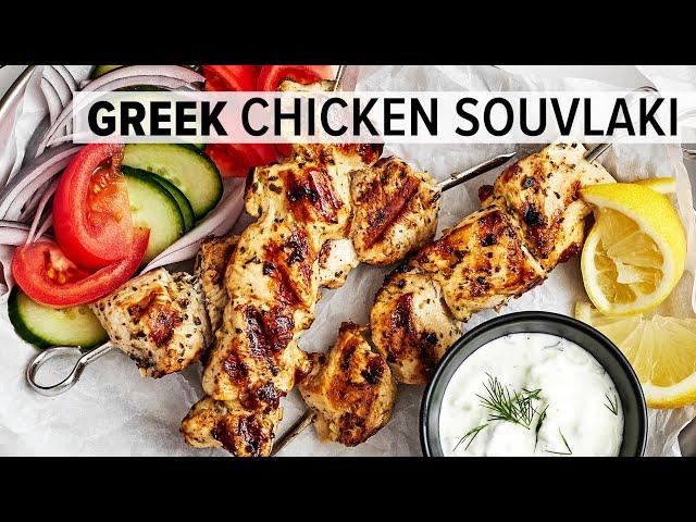 GREEK CHICKEN SOUVLAKI | The Best Mediterranean Grilled Chicken Skewers