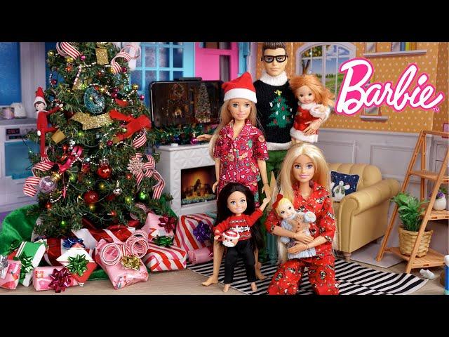 Familia Barbie & Ken Rutina De Mañana en Navidad